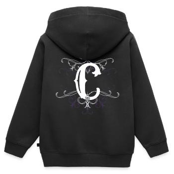 Point C, point c) - Sweat Premium à capuche zippé enfant bio - noir - Dos - AI Model Kid Male (0cm)