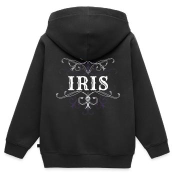 Iris Name Vorname Personalisiert - Kinder Premium Organic Zip Hoodie - Schwarz - Hinten - AI Model Kid Male (0cm)