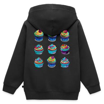 Muffins Törtchen - Kinder Premium Organic Zip Hoodie - Schwarz - Hinten - AI Model Kid Male (0cm)
