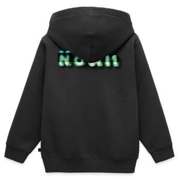 Noah prénom garçon kawaii - Sweat Premium à capuche zippé enfant bio - noir - Dos - AI Model Kid Male (0cm)