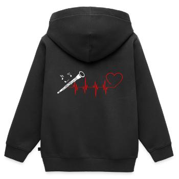Clarinette instrument de musique Shirt Band joueur - Sweat Premium à capuche zippé enfant bio - noir - Dos - AI Model Kid Male (0cm)