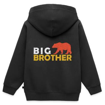 Grand frère ours - Sweat Premium à capuche zippé enfant bio - noir - Dos - AI Model Kid Male (0cm)