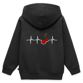 Kirsche - Kinder Premium Organic Zip Hoodie - Schwarz - Hinten - AI Model Kid Male (0cm)