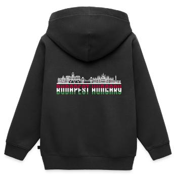 Ungarn - Kinder Premium Organic Zip Hoodie - Schwarz - Hinten - AI Model Kid Male (0cm)