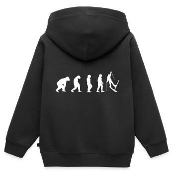 Ski fahren Ski Skifahren Evolution Skifahrer Skier - Kinder Premium Organic Zip Hoodie - Schwarz - Hinten - AI Model Kid Male (0cm)