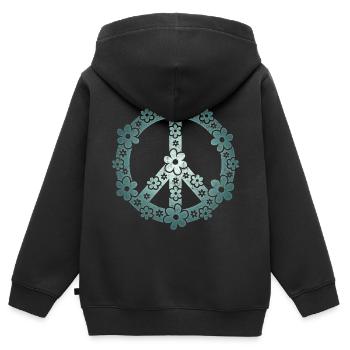 Frieden, Friedenszeichen, Peacezeichen, Freiheit - Kinder Premium Organic Zip Hoodie - Schwarz - Hinten - AI Model Kid Male (0cm)