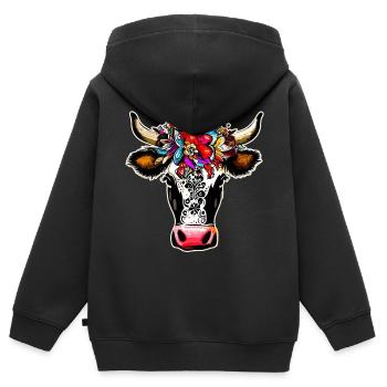 Muh-tiful II - Sweat Premium à capuche zippé enfant bio - noir - Dos - AI Model Kid Male (0cm)