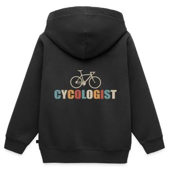 cycologist velo vélo vélos velos - Sweat Premium à capuche zippé enfant bio - noir - Dos - AI Model Kid Male (0cm)