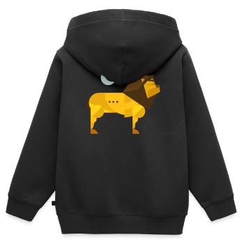 Polygone lion - Sweat Premium à capuche zippé enfant bio - noir - Dos - AI Model Kid Male (0cm)