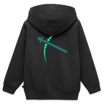 Flèche et arc - Sweat Premium à capuche zippé enfant bio - noir - Dos - AI Model Kid Male (0cm)
