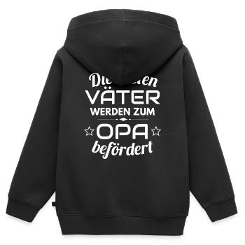 Bester Opa - Zum Opa befördert - Kinder Premium Organic Zip Hoodie - Schwarz - Hinten - AI Model Kid Male (0cm)
