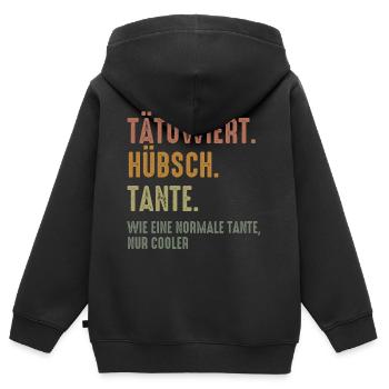 Tätowiert Hübsch Tante - Kinder Premium Organic Zip Hoodie - Schwarz - Hinten - AI Model Kid Male (0cm)