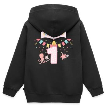 Happy Birthday 1 zum 1. Geburtstag - Kinder Premium Organic Zip Hoodie - Schwarz - Hinten - AI Model Kid Male (0cm)