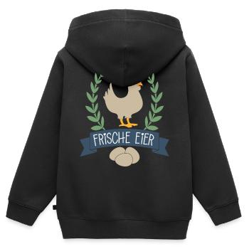 Frische Eier - Kinder Premium Organic Zip Hoodie - Schwarz - Hinten - AI Model Kid Male (0cm)