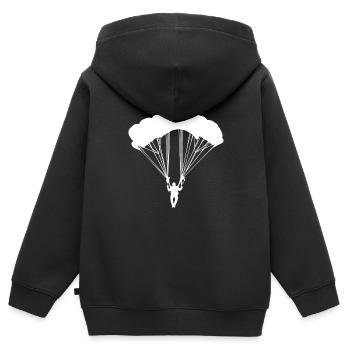 Weisser Fallschirm - Kinder Premium Organic Zip Hoodie - Schwarz - Hinten - AI Model Kid Male (0cm)