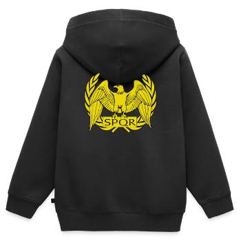 Romains Rome Romain SPQR Roma - Sweat Premium à capuche zippé enfant bio - noir - Dos - AI Model Kid Male (0cm)