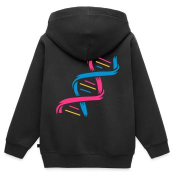 The structure of a DNA molecule - Kids Premium Organic Zip-up Hoodie - black - Back - AI Model Kid Male (0cm)