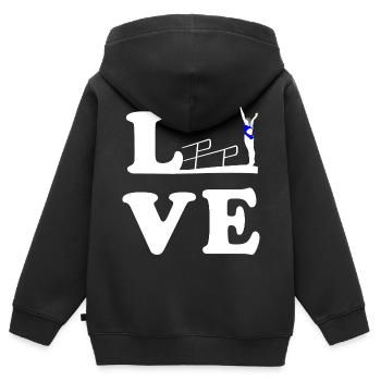 Plongée Plongée Plongée LOVE - Sweat Premium à capuche zippé enfant bio - noir - Dos - AI Model Kid Male (0cm)