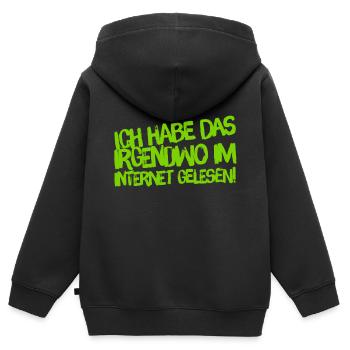 aus dem Internet - Kinder Premium Organic Zip Hoodie - Schwarz - Hinten - AI Model Kid Male (0cm)