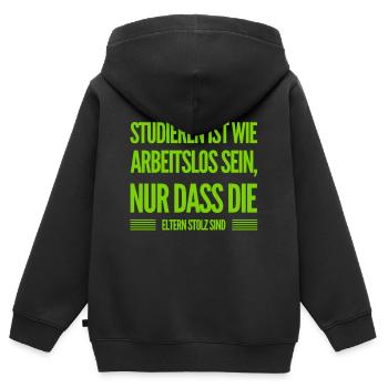 studieren ist wie Arbeitslos sein - Kinder Premium Organic Zip Hoodie - Schwarz - Hinten - AI Model Kid Male (0cm)