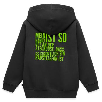 mein Handy ist oft an der Steckdose - Kinder Premium Organic Zip Hoodie - Schwarz - Hinten - AI Model Kid Male (0cm)