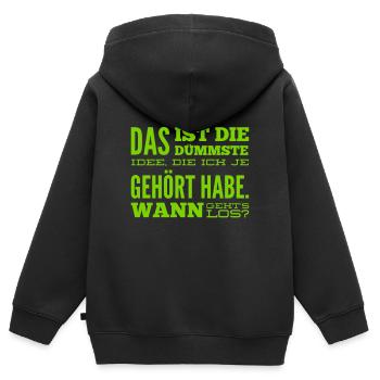 ich steh auf dumme Ideen - Kinder Premium Organic Zip Hoodie - Schwarz - Hinten - AI Model Kid Male (0cm)