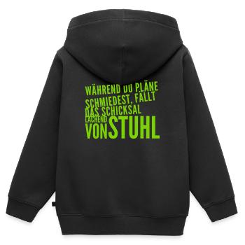 Pläne machen ist sinnlos - Kinder Premium Organic Zip Hoodie - Schwarz - Hinten - AI Model Kid Male (0cm)