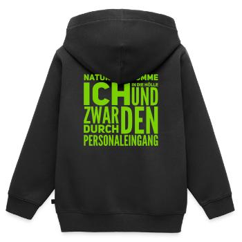 ich komme in die Hölle - Kinder Premium Organic Zip Hoodie - Schwarz - Hinten - AI Model Kid Male (0cm)