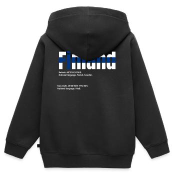 La Finlande - Sweat Premium à capuche zippé enfant bio - noir - Dos - AI Model Kid Male (0cm)