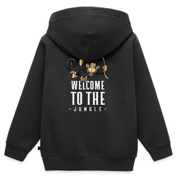 Jungle Affe Willkommensdesign - Kinder Premium Organic Zip Hoodie - Schwarz - Hinten - AI Model Kid Male (0cm)