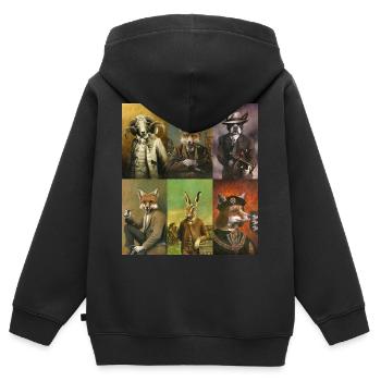 Animaux vintage en vêtements - Sweat Premium à capuche zippé enfant bio - noir - Dos - AI Model Kid Male (0cm)