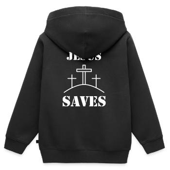 Jesus Jesus Jesus Christlich Christlich Christlich - Kinder Premium Organic Zip Hoodie - Schwarz - Hinten - AI Model Kid Male (0cm)