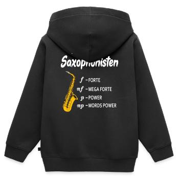 Dynamik eines Saxophonisten Saxophonist Saxophon - Kinder Premium Organic Zip Hoodie - Schwarz - Hinten - AI Model Kid Male (0cm)