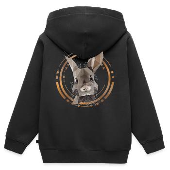 Cooler Hase Low Poly Design | Geometrisch, Dreieck - Kinder Premium Organic Zip Hoodie - Schwarz - Hinten - AI Model Kid Male (0cm)