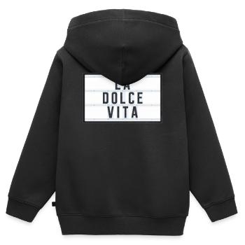 LA DOLCE VITA - Sweat Premium à capuche zippé enfant bio - noir - Dos - AI Model Kid Male (0cm)