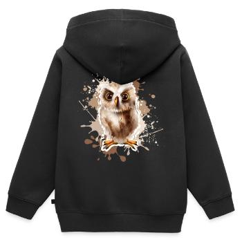 Eule - Kinder Premium Organic Zip Hoodie - Schwarz - Hinten - AI Model Kid Male (0cm)