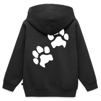 Empreintes de pattes pattes pattes chien chien - Sweat Premium à capuche zippé enfant bio - noir - Dos - AI Model Kid Male (0cm)