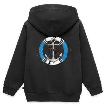 Anker Rettungsring Seemann Küstenkind - Kinder Premium Organic Zip Hoodie - Schwarz - Hinten - AI Model Kid Male (0cm)