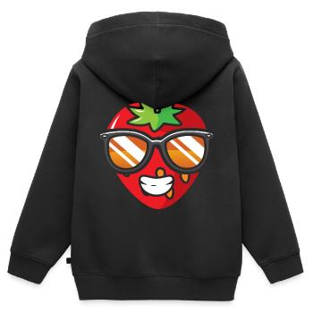 fraise - Sweat Premium à capuche zippé enfant bio - noir - Dos - AI Model Kid Male (0cm)