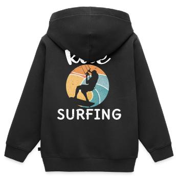 Kitesurfen Kiteboarding Kite Kiten - Kinder Premium Organic Zip Hoodie - Schwarz - Hinten - AI Model Kid Male (0cm)