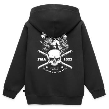 Eskrima Kali Arnis Conception du crâne - Sweat Premium à capuche zippé enfant bio - noir - Dos - AI Model Kid Male (0cm)