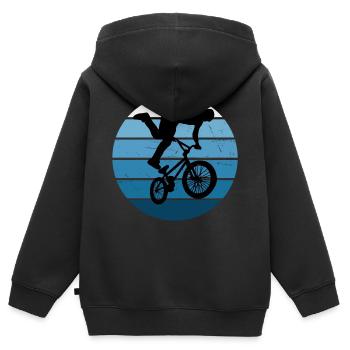 Vélo Hommes bmx Vélo Cyclisme bmx Femmes - Sweat Premium à capuche zippé enfant bio - noir - Dos - AI Model Kid Male (0cm)