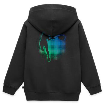 Tennisspielen Herren Damen Tennis Tennis spielen - Kinder Premium Organic Zip Hoodie - Schwarz - Hinten - AI Model Kid Male (0cm)
