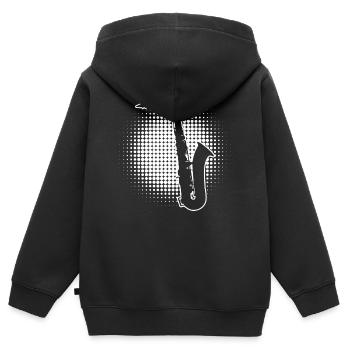 Saxophone Saxophone Saxophone Saxophone Dames Saxophoniste - Sweat Premium à capuche zippé enfant bio - noir - Dos - AI Model Kid Male (0cm)