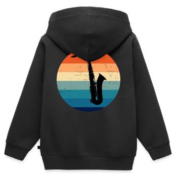 Saxophone Saxophone Homme Saxophone - Sweat Premium à capuche zippé enfant bio - noir - Dos - AI Model Kid Male (0cm)