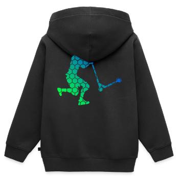 Trottinette De Cascade Scooter Scooter Cascade Scooter Pour Femmes - Sweat Premium à capuche zippé enfant bio - noir - Dos - AI Model Kid Male (0cm)