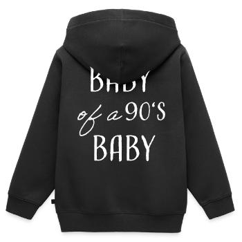 Bébé d’un bébé des années 90 - Sweat Premium à capuche zippé enfant bio - noir - Dos - AI Model Kid Male (0cm)