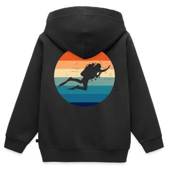 Plongée Plongée Libre Plongée Hommes Plongée Plongée Sous-Marine - Sweat Premium à capuche zippé enfant bio - noir - Dos - AI Model Kid Male (0cm)