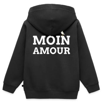 Moin amour | Moin Liebe Nordsee Paar Hamburg - Kinder Premium Organic Zip Hoodie - Schwarz - Hinten - AI Model Kid Male (0cm)
