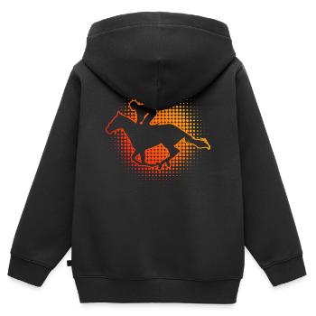 Équitation de chasse hommes Équitation dames Saut d'obstacles - Sweat Premium à capuche zippé enfant bio - noir - Dos - AI Model Kid Male (0cm)